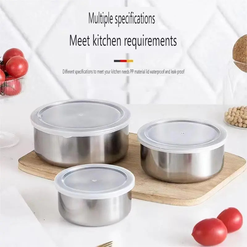 5pcs Stainless Steel Fresh-Keeping Bowls with Lids